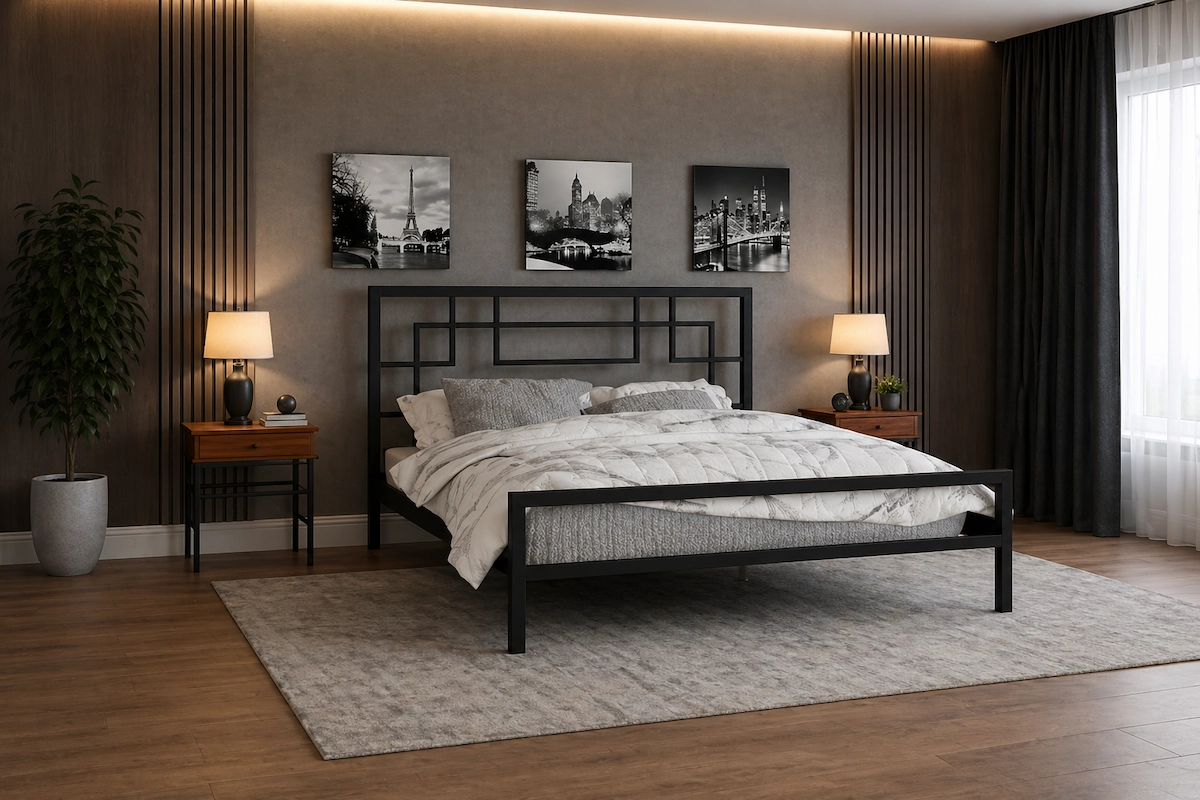 Modern bed made of steel with electrostatic oven-baked paint, 160*200 cm, MS-13056