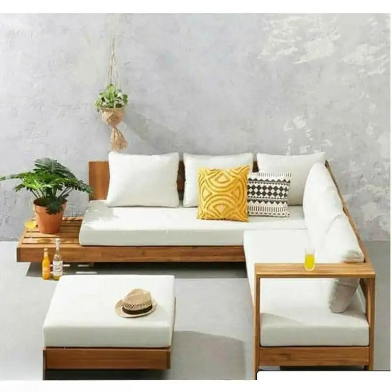 Red beech wood outdoor corner set and table MS-10418