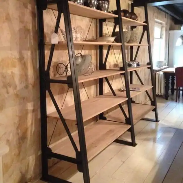 مكتبة ديكور معدن معالج الكتروستاتيك و خشب كونتر MS-11733