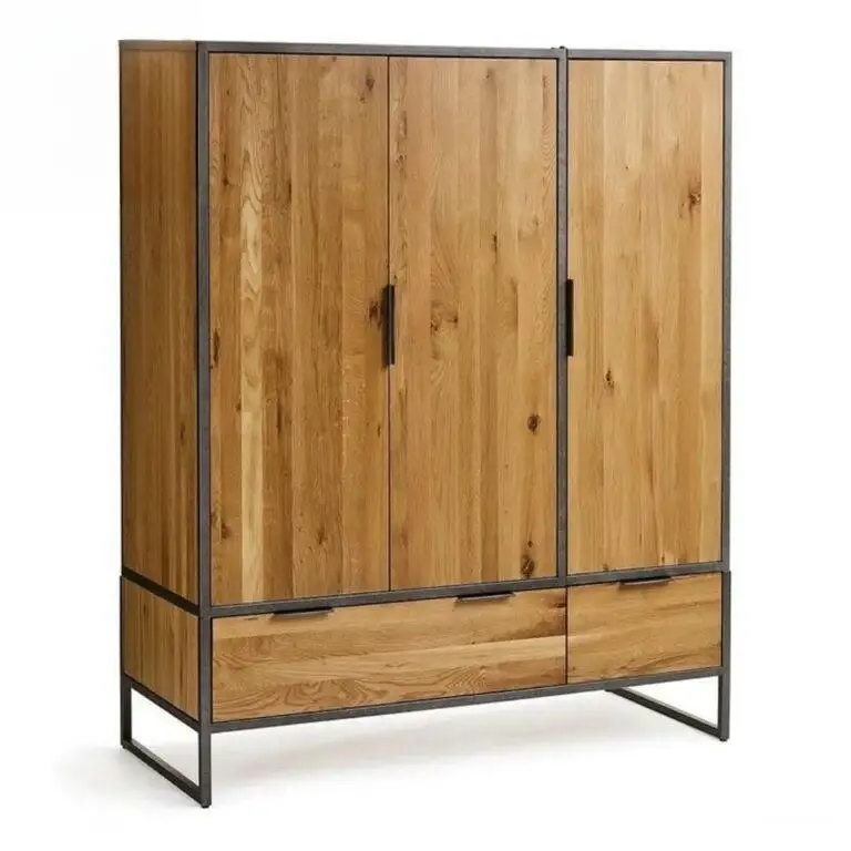 Dressing room made of electrostatically treated steel and natural counter wood, high quality MS-11601