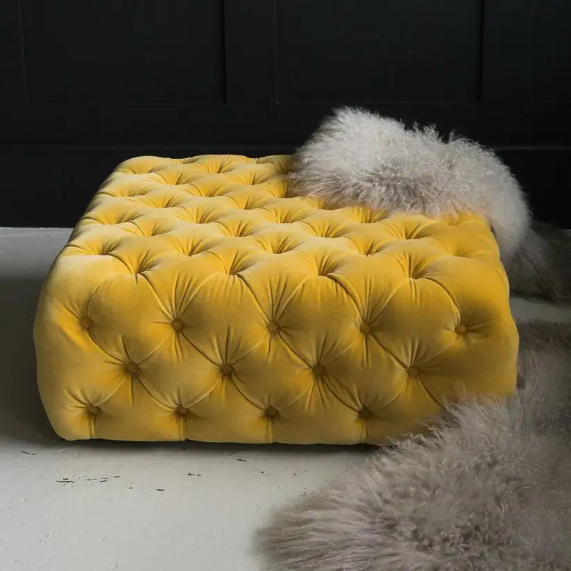 بوف كابتونيه مودرن مصنوع من خشب زان وقماش قطيفة مستورد MS-12884