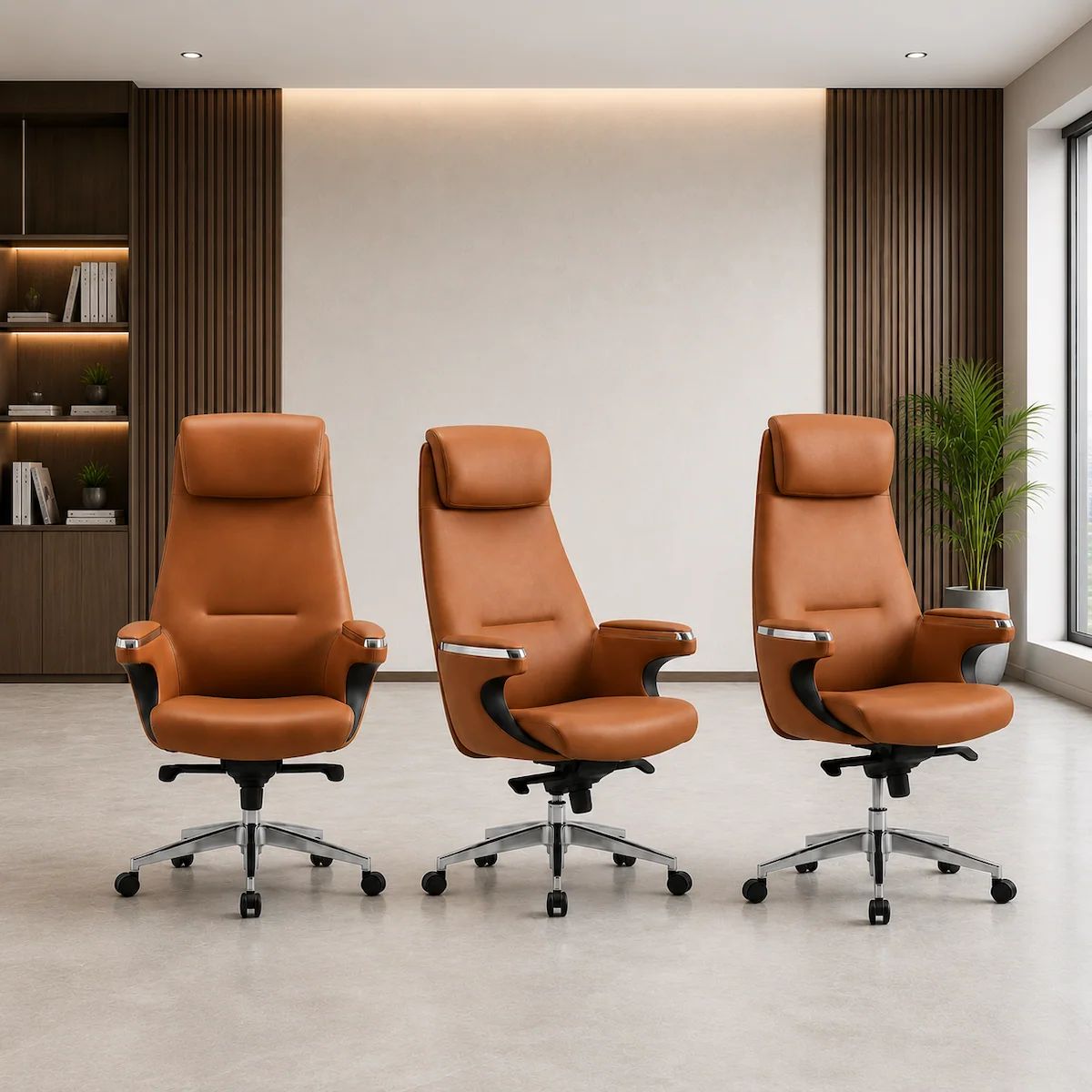 كرسي مكتب مدير جلد ظهر عالي MS-13783