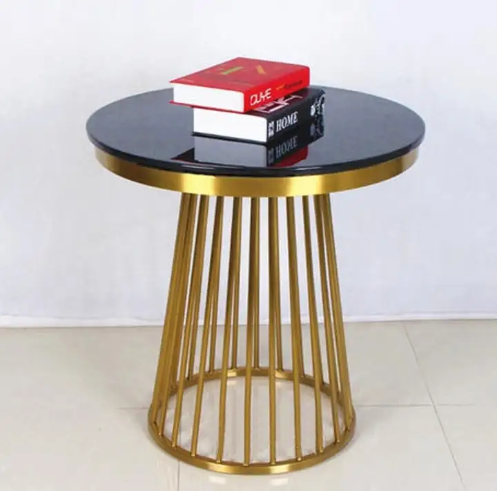 Side hospitality table stainless steel black marble MS-8425