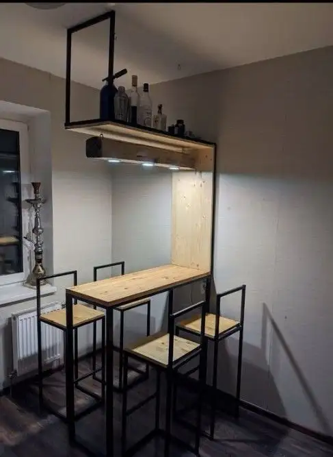 ترابيزة سفرة حديد دهان الكتروستاتيك و خشب طبيعي موسكي MS-11777