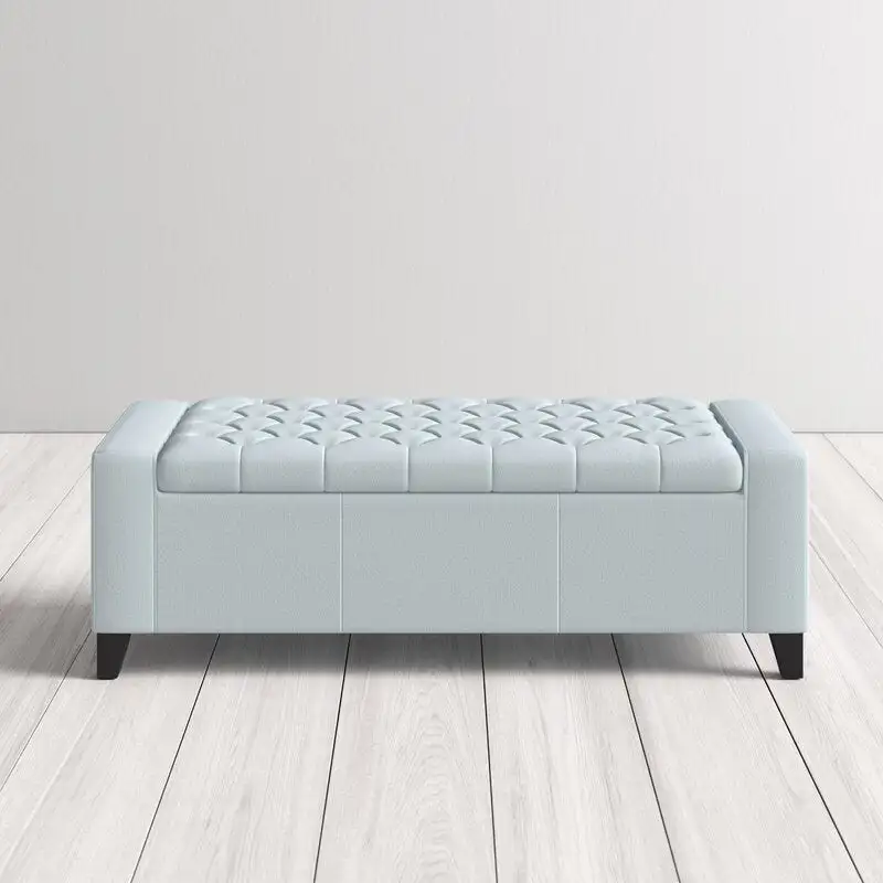 Capitone modern bench with sled MDF wood and cotton fabric MS-12542