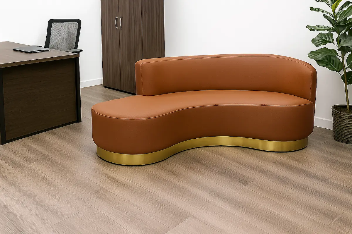 Office Reception Sofa 2-Seater Red Counter Wood MS-9879