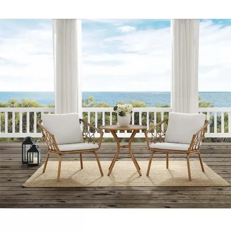 كراسي رتان خارجي حديد دهان الكتروستاتك مجدول برتان MS-10343