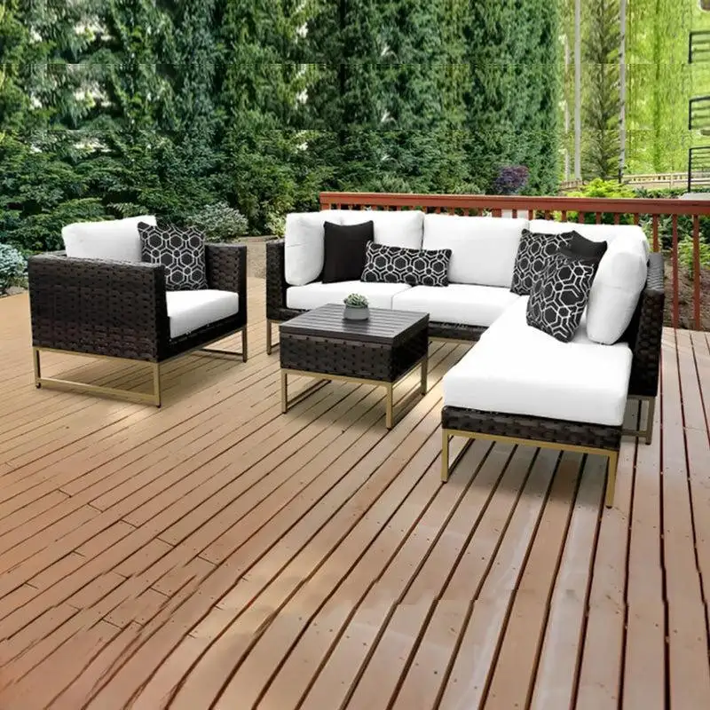 Rattan outdoor corner, footstool and table MS-10180