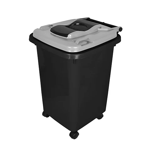 زباله بالعجل 60 لتر اللون أسود بلاستيك عالي الجوده MS-13454