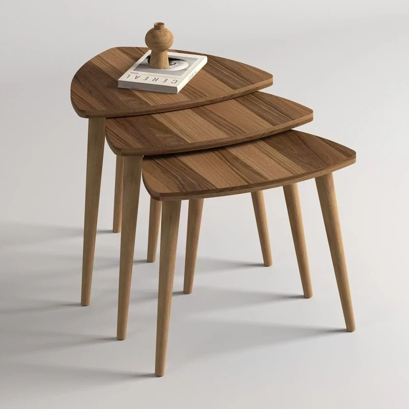 Modern side hospitality table 3 pieces MDF wood with water-resistant melamine layer MS-11493