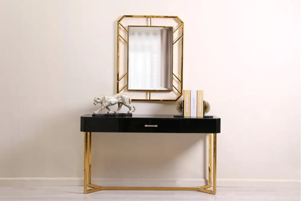 كونسول مودرن استانلس ستيل ومرآة استالس ستيل وزجاج MS-11427