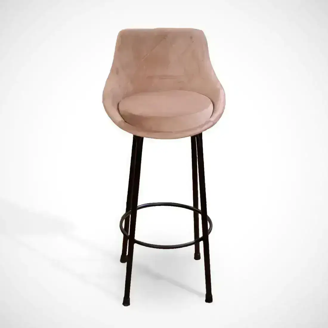 Bar chair made of plywood wood and electrostatic painted metal with imported velvet fabric MS-8893