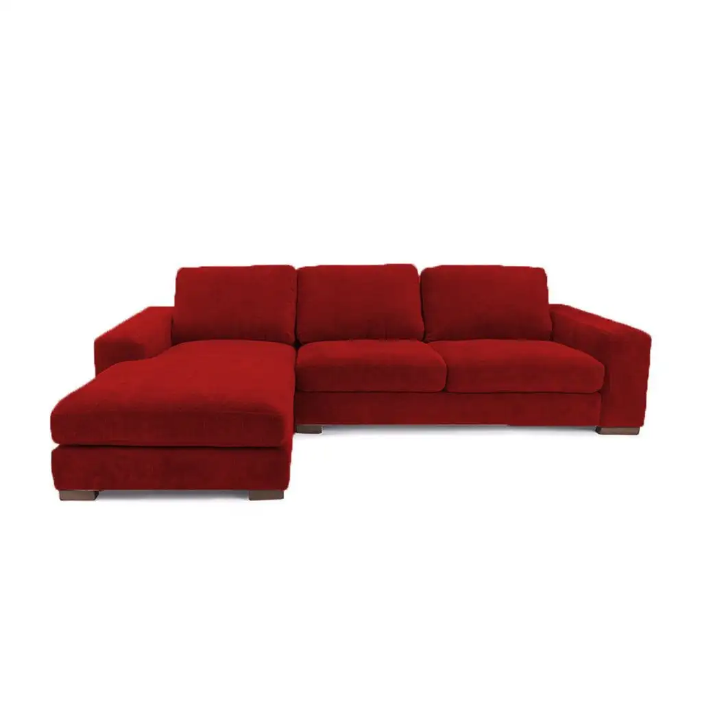 Modern Corner Sofa 250×170 cm, Red Beech Wood and Linen or Velvet Fabric, High Quality MS-10981