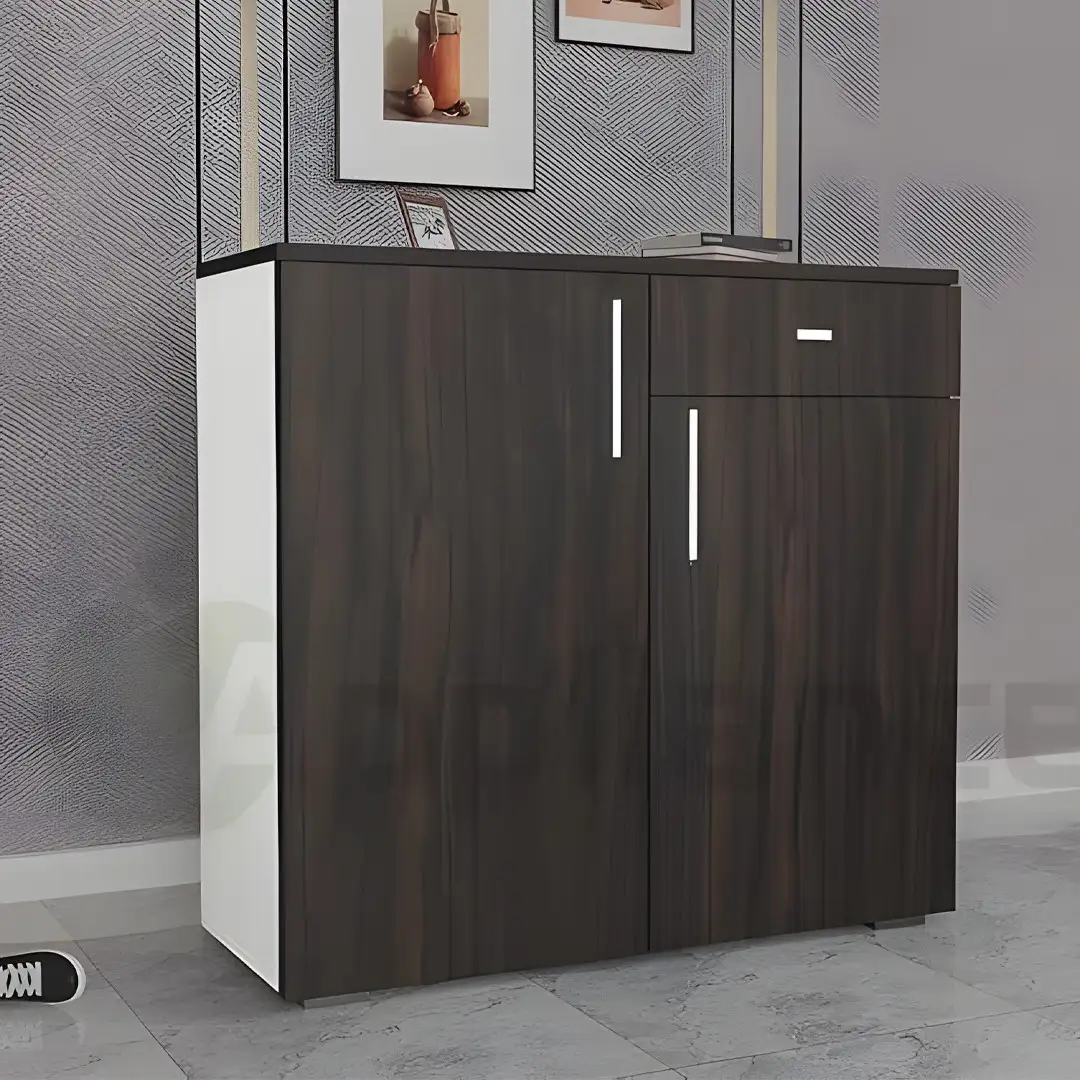 مكتبة مودرن مزودة بدرج و2 ضلفة خشب MDF (120سم × 80سم × 40سم) - MS-12989