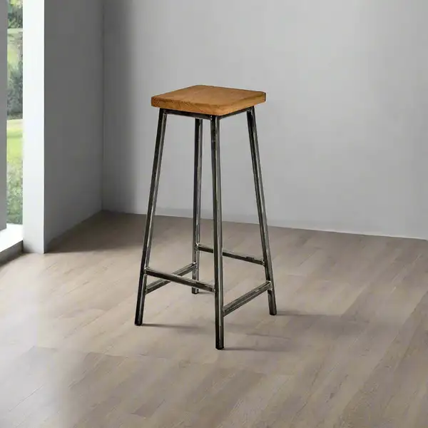 كرسي بار مودرن مصنوع من حديد دهان الكتروستاتيك وخشب طبيعي عالي الجودة MS-13062