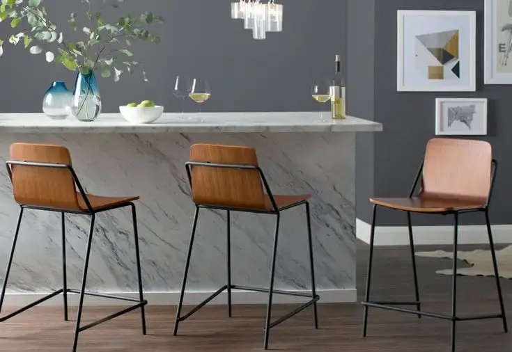 Bar chair made of steel with electrostatic paint and plywood veneer wood MS-11709