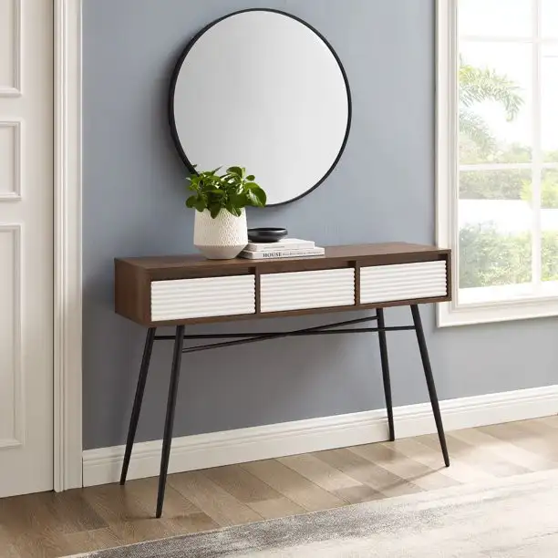 كونسول مودرن ومرايا دائرية خشب MDF مستورد مع طبقة ميلامين مضادة للمياه MS-11435