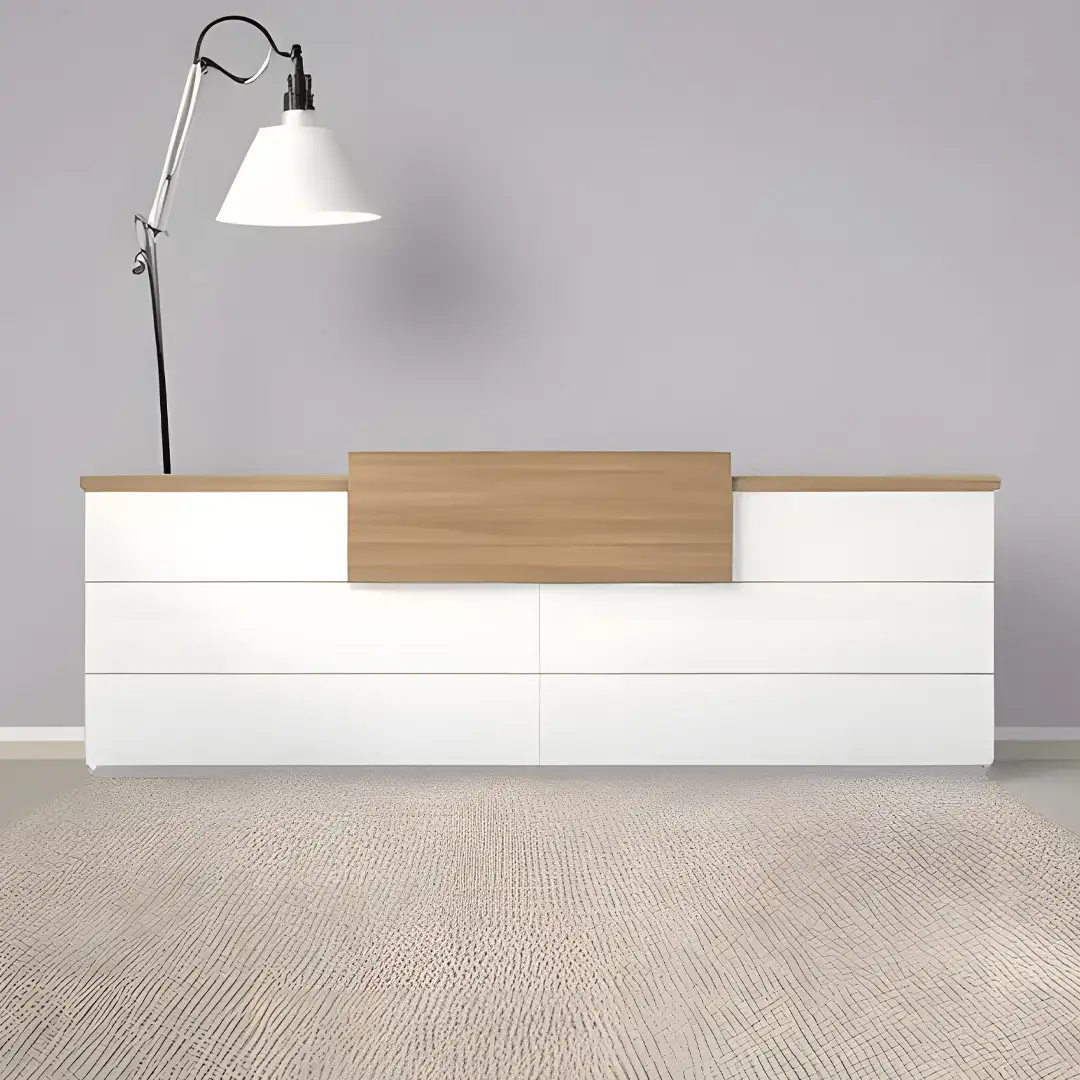 كاونتر استقبال مكتبي مودرن مصنوع من خشب ام دي اف اسباني مكسو بطبقة قشرة ميلامين MS-13014