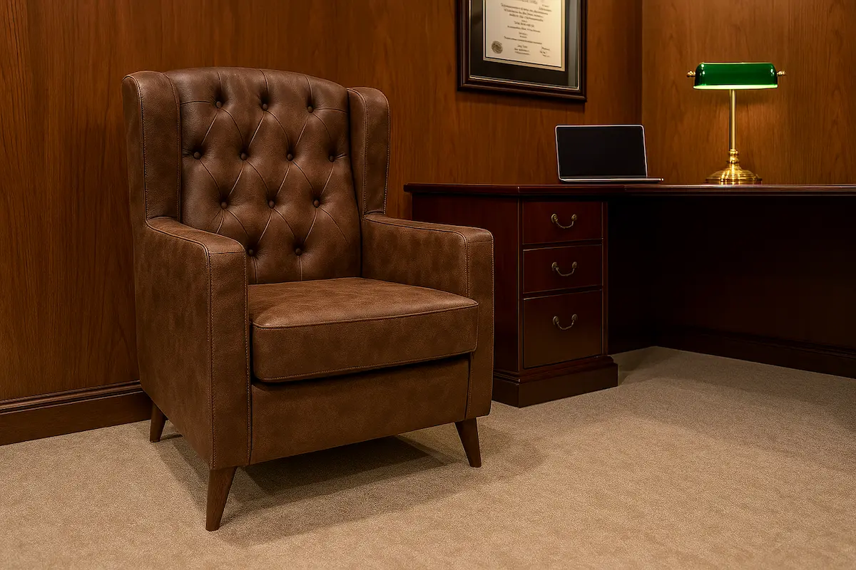 كرسي فوتية استقبال مكتبي كابتونيه مصنوع خشب زان أحمر MS-13539