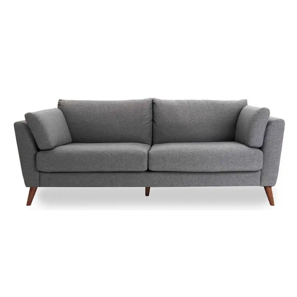 كنبة ثلاث مقاعد مودرن خشب زان أحمر وقماش كتان أو قطيفة MS-11212