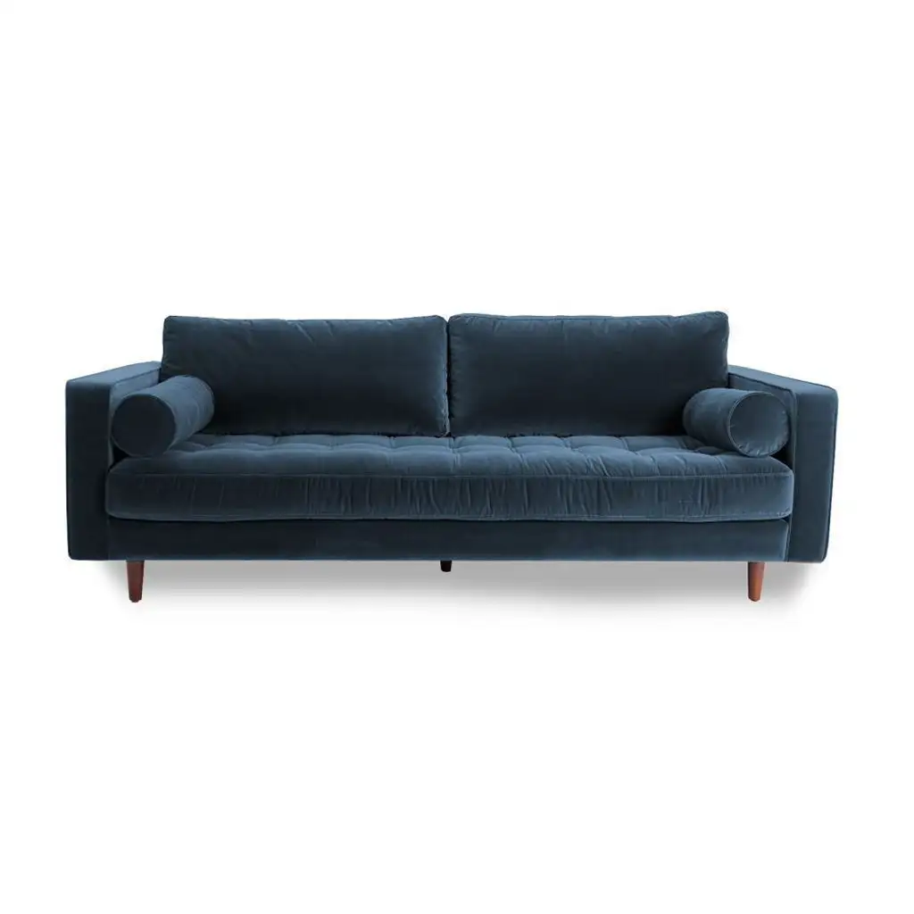 كنبة ثلاث مقاعد خشب زان أحمر وقماش كتان أو قطيفة MS-11108