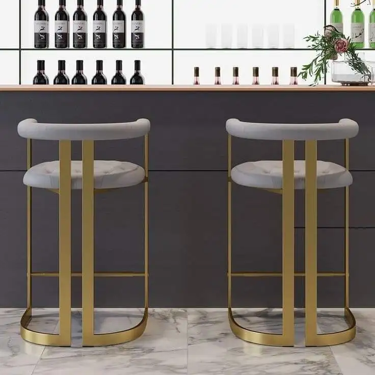 Modern bar stool made of electrostatically treated steel and velvet fabric MS-11726
