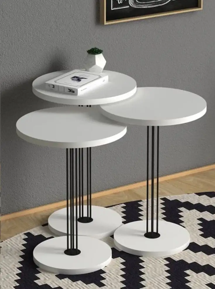 طقم ترابيزات ديكور مكون من 3 ترابيزات حديد دهان الكتروستاتيك وخشب MDF عالي الجودة MS-13043