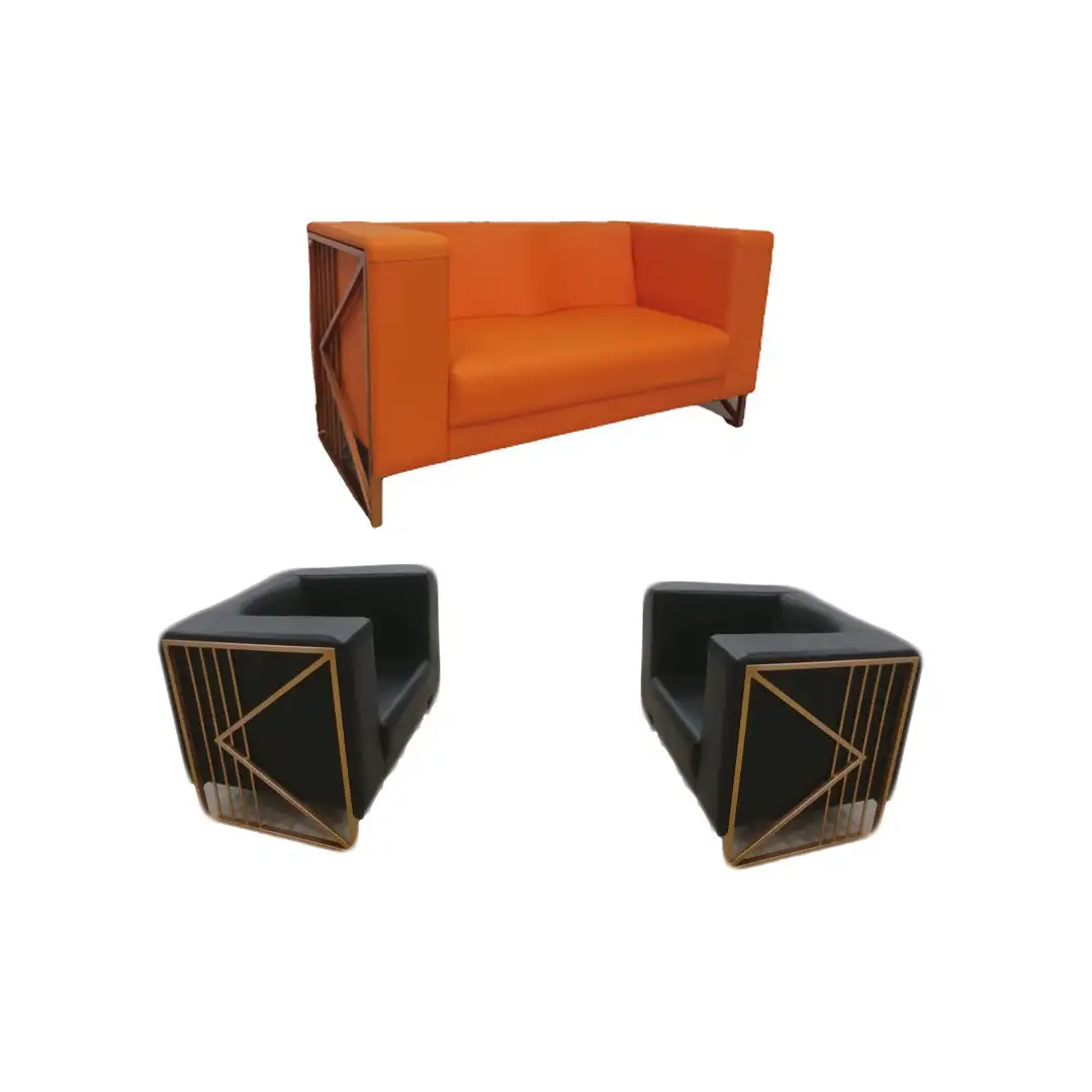 انتريه استقبال مكتبي كنبة 3 فرد وكرسي فوتيه خشب زان أحمر MS-9824