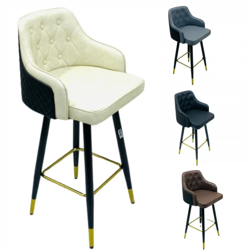 Bar chair made of plywood wood with imported leather MS-8911