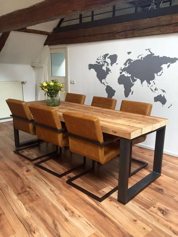 ترابيزة سفرة مودرن ستيل دهان و خشب طبيعي MS-11688