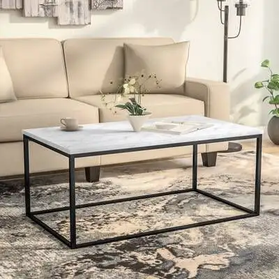 Modern hospitality table electrostatic painted steel and marble MS-8841