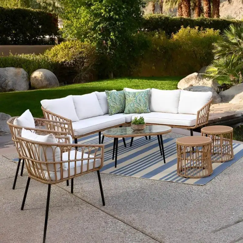 Rattan outdoor corner 6 seats and table MS-10189