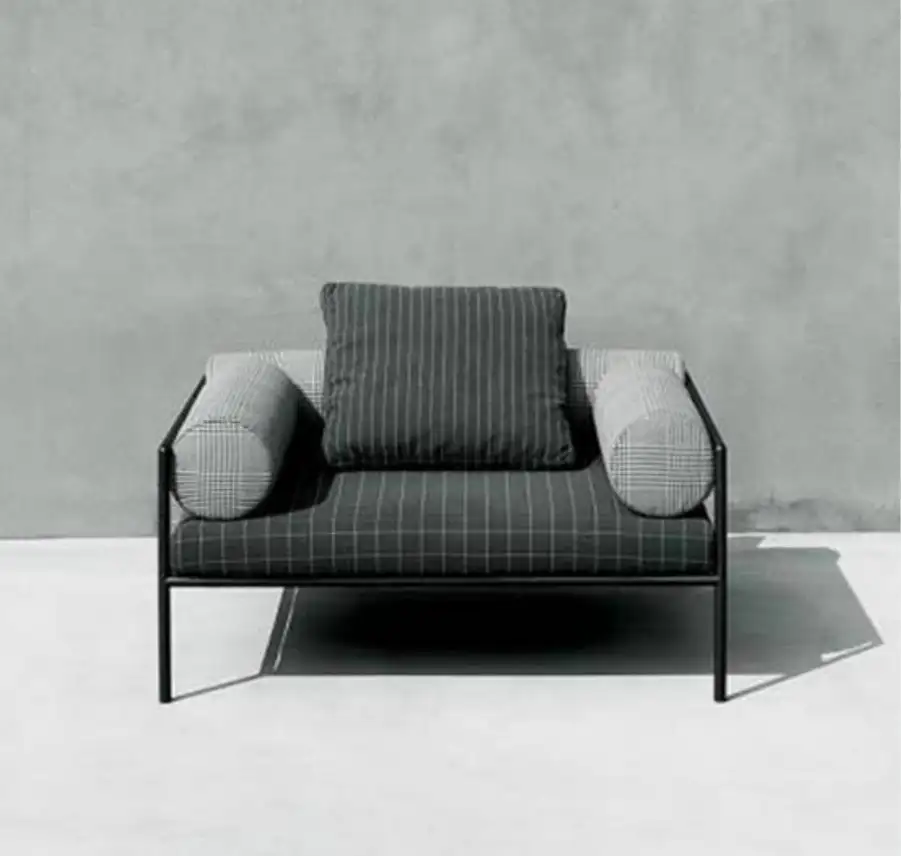 كرسي فوتيه مودرن معدن معالج الكتروستاتيك و قماش كتان مستورد تركي MS-11901