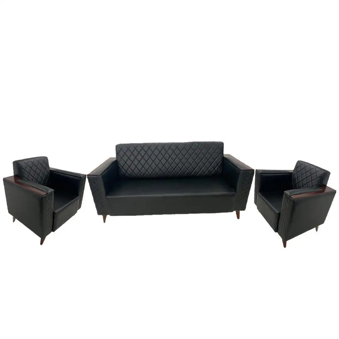 Office Reception Sofa 3-Seater and Armchair Red Beech Wood MS-9680