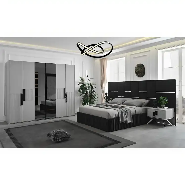 غرفة نوم مودرن مصنوعة من خشب كونتر طبيعي عالي الجودة MS-9235