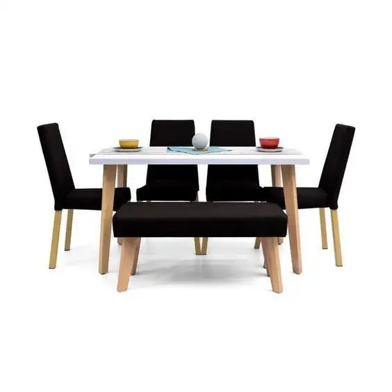 سفره مودرن خشب زان احمر مكونه من 4 كرسي مع مقعد خشب زان احمر MS-9226