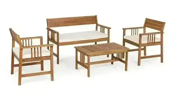 MS-10371 Natural Wood Outdoor Living Room Set