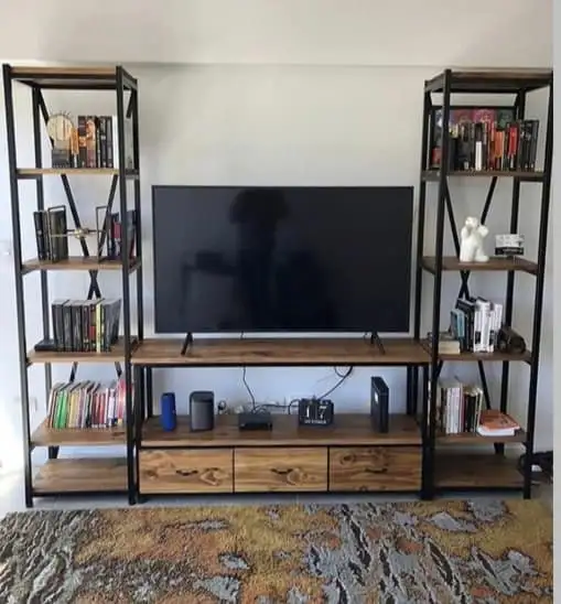 Modern TV unit steel electrostatic treated & MDF MS-11836