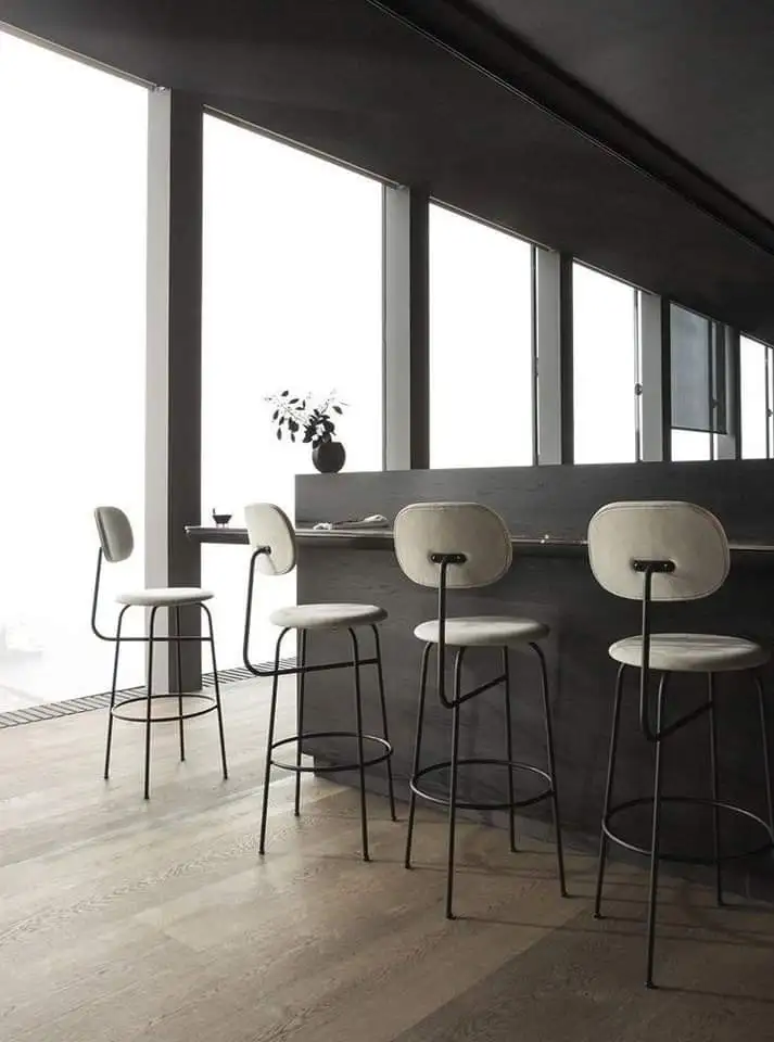 Modern bar stool made of electrostatically treated steel and velvet fabric MS-11725