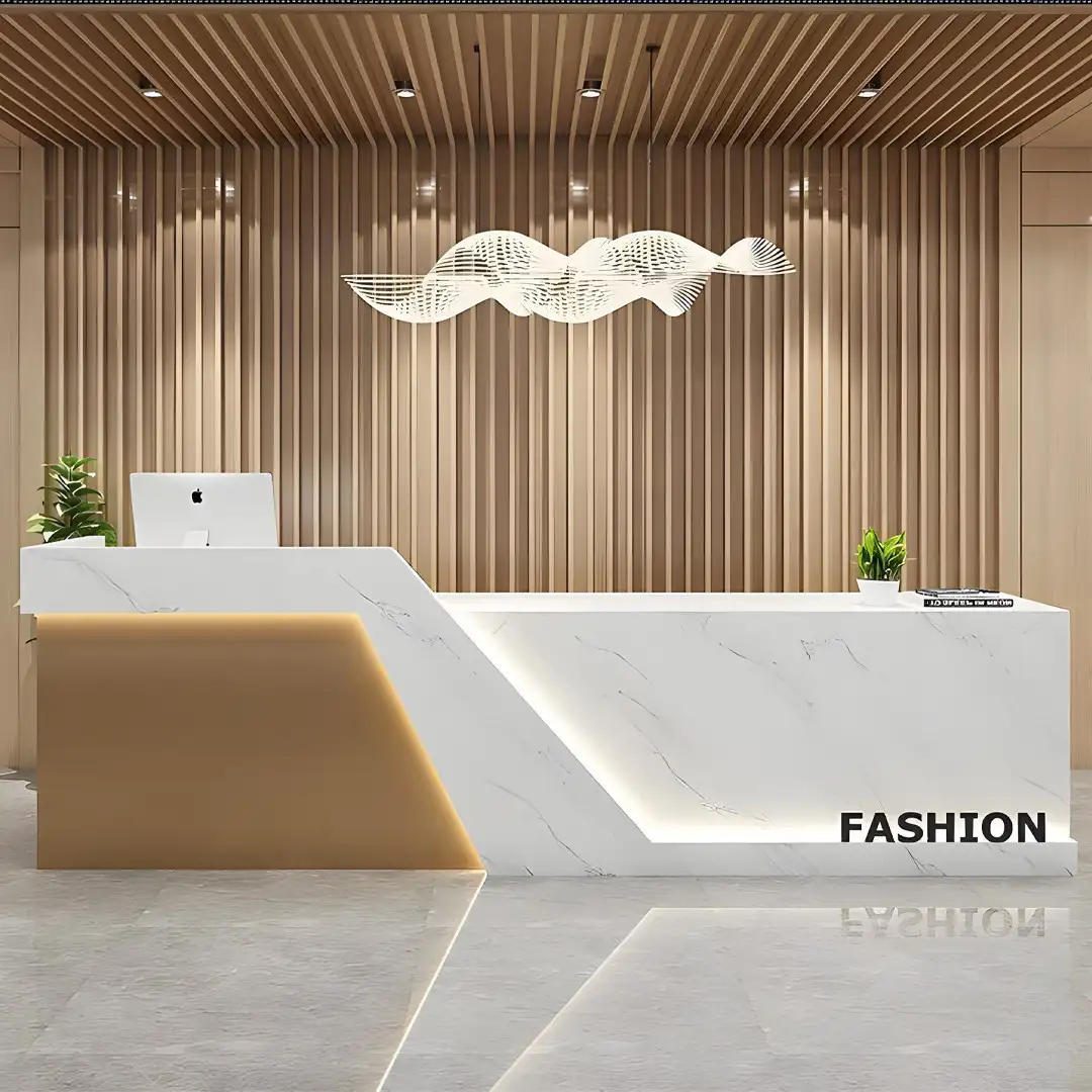 كاونتر استقبال مكتبي مودرن مصنوع من خشب اكريلك عالي الجودة MS-13017