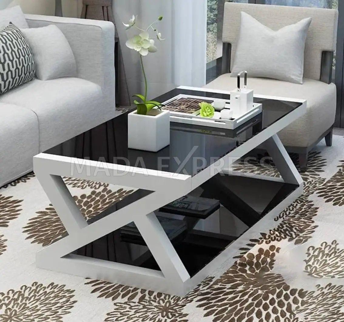 Attractive home coffee and hospitality table, electrostatic painted iron and smoked glass MS-7374