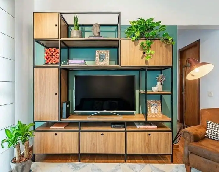 Modern TV Unit, Electrostatic-Treated Steel and MDF Wood MS-11867