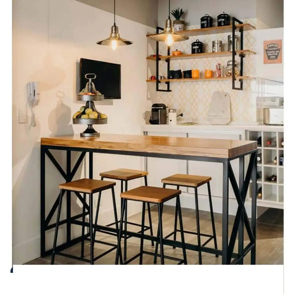 ترابيزة سفرة ستيل مدهون الكتروستاتيك و خشب كونتر MS-11775