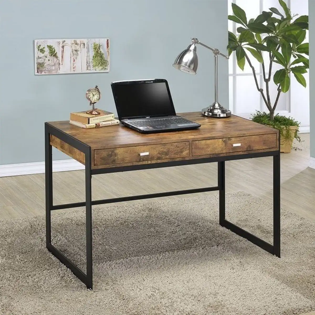 مكتب مذاكرة مزود ب2 درج حديد دهان الكتروستاتك MS-8651