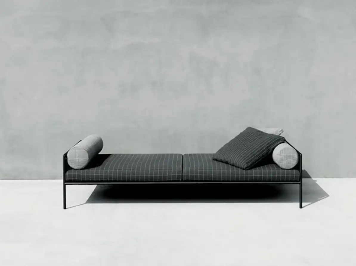 كنبة ثلاث مقاعد مودرن خشب زان أحمر و قماش كتان أو قطيفة MS-11917