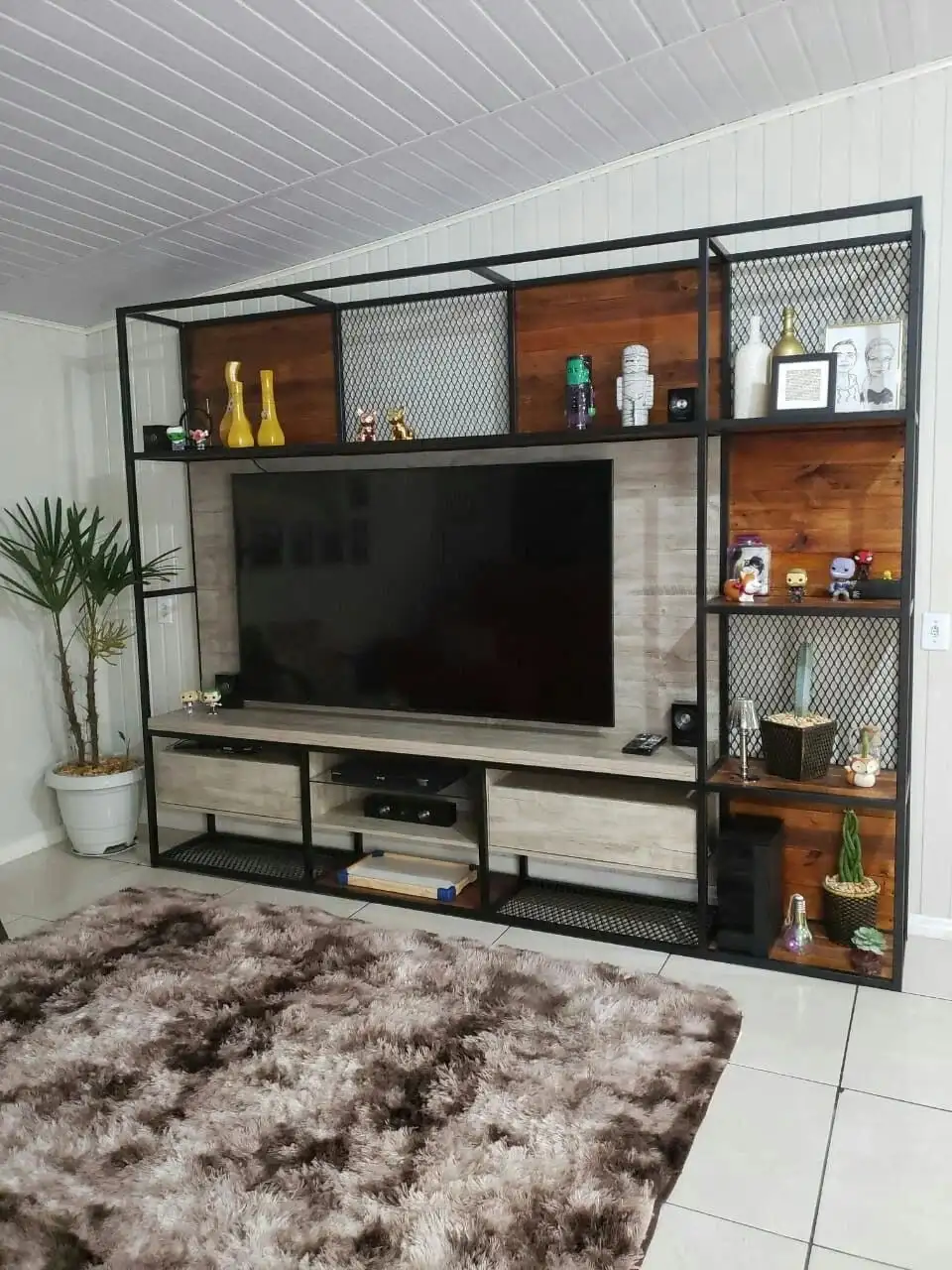 Modern TV Unit, Steel and MDF Wood MS-11846