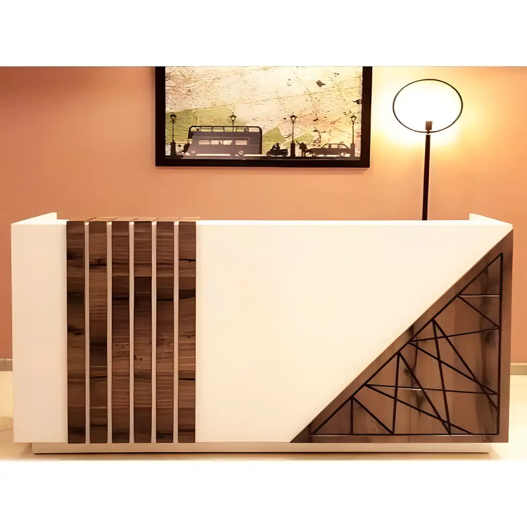 كاونتر استقبال مكتبي مودرن مصنوع من خشب ام دي اف اسباني مكسو بطبقة قشرة ميلامين MS-13013