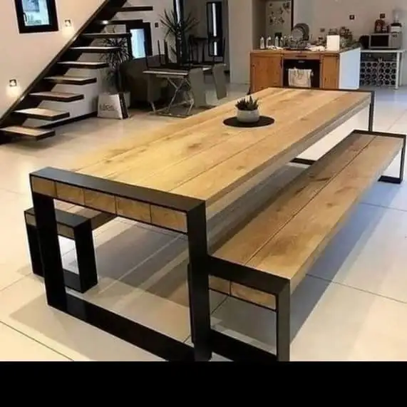 ترابيزة سفرة حديد دهان الكتروستاتيك و خشب طبيعي موسكي MS-11801