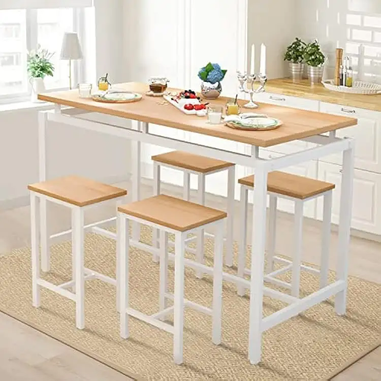 ترابيزة سفرة ستيل دهان الكتروستاتيك و خشب طبيعي MS-11749