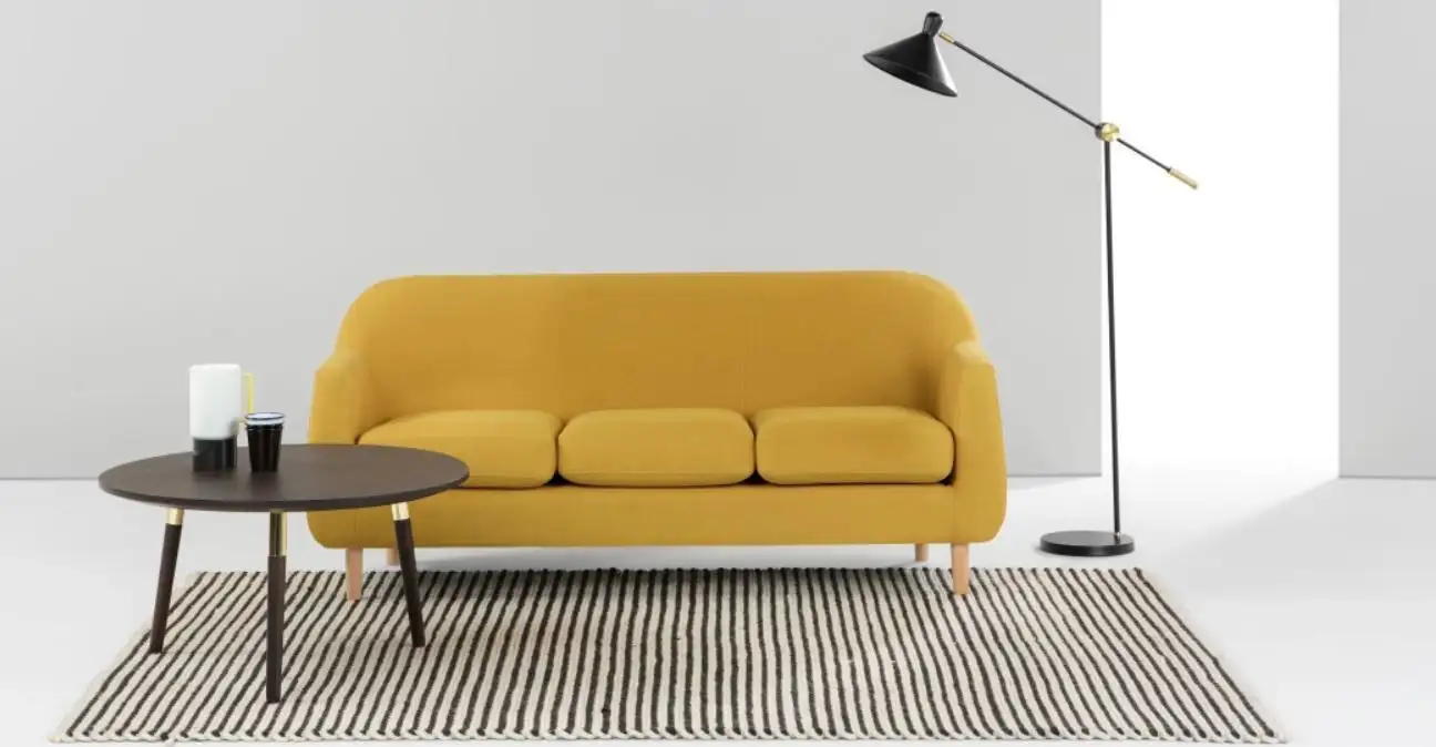 كنبة ثلاث مقاعد مودرن خشب زان أحمر وقماش كتان أو قطيفة MS-11225